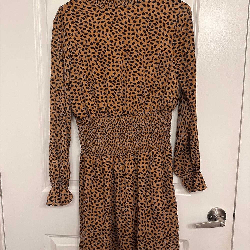 She + Sky Leopard Print Smocked Dress